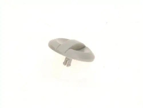Grauer Bedienknopf von Bosch mit ovaler Form und zwei vertikalen Rillen, der einen Befestigungsstift auf der Unterseite hat.